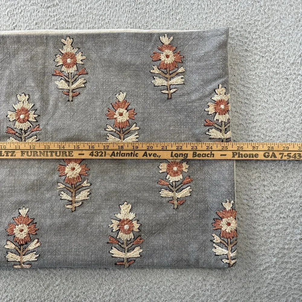 Pottery Barn Camille Lumbar Pillow Cover 16x26 Floral Embroidered Cotton
